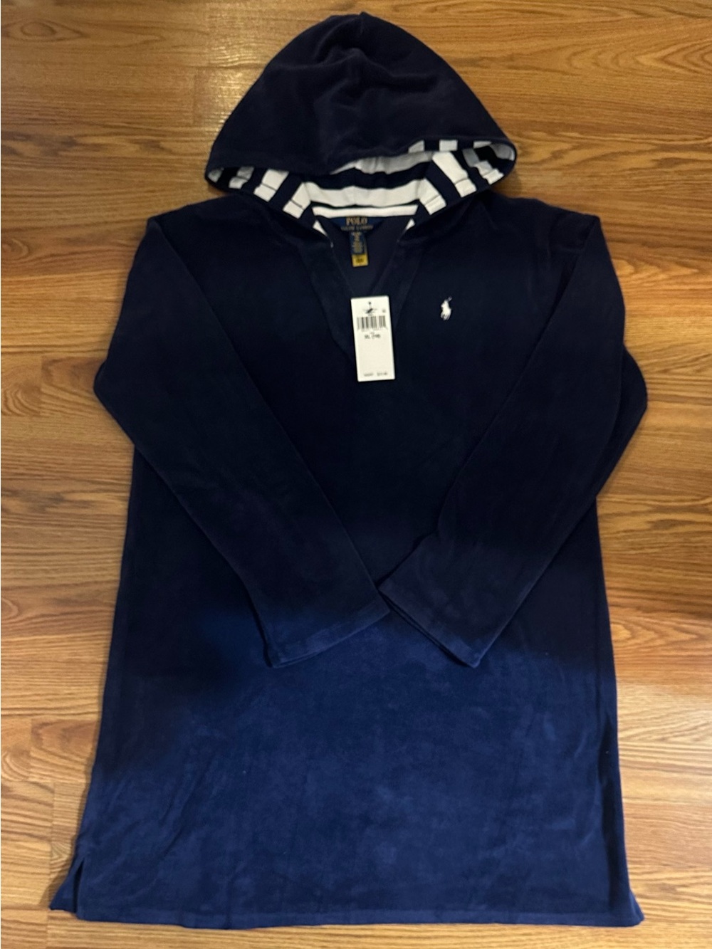 Polo by Ralph Lauren Girls Navy Hooded Terry Cover Up, Size XL (16)